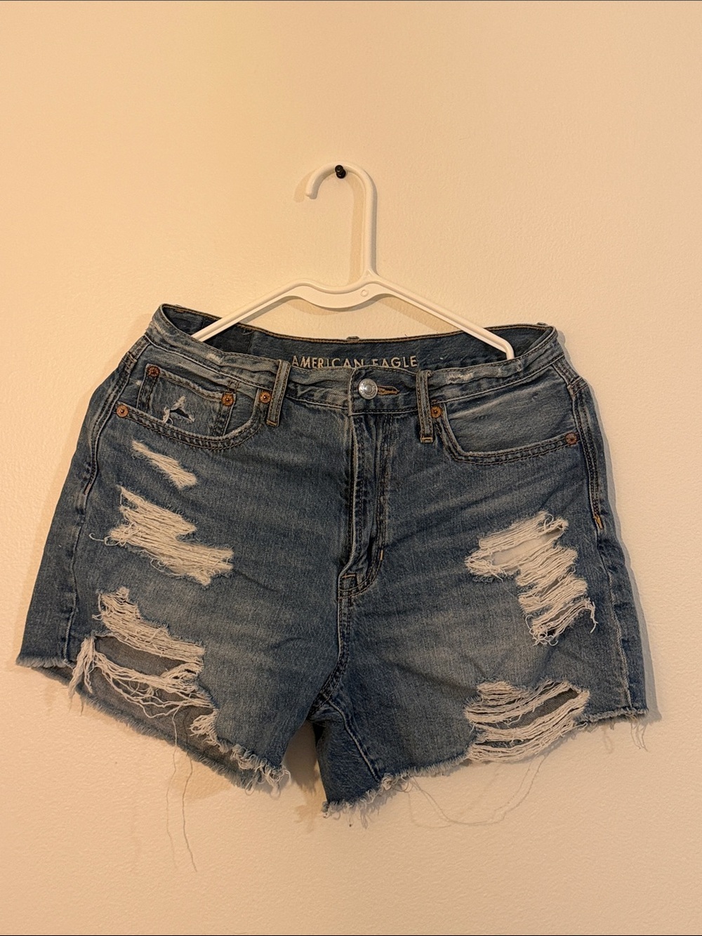 American Eagle Outfitters Distressed Denim Jean Shorts - Blue